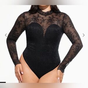 Black Lace Long-Sleeve Bodysuit Popilush gorgeous and fancy,  new no tag, XL